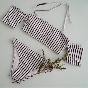 Zaful black and white striped bikini